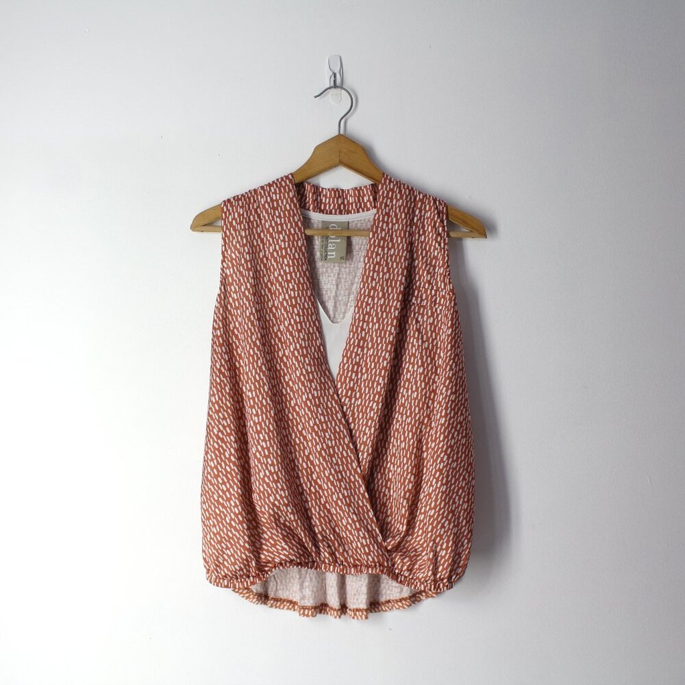 Anthropologie Dolan XS Pia Dot Print Wrap Cross front V-neck Top Blouse